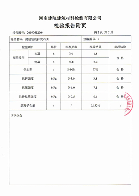 面層抹灰石膏檢測報(bào)告